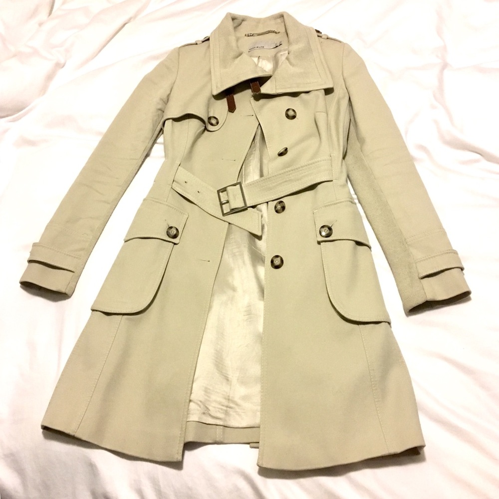 Karen Millen Beige Trench Coat with Buckle Collar
